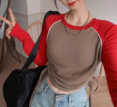 Vintage Raglan Langarm Crop Top